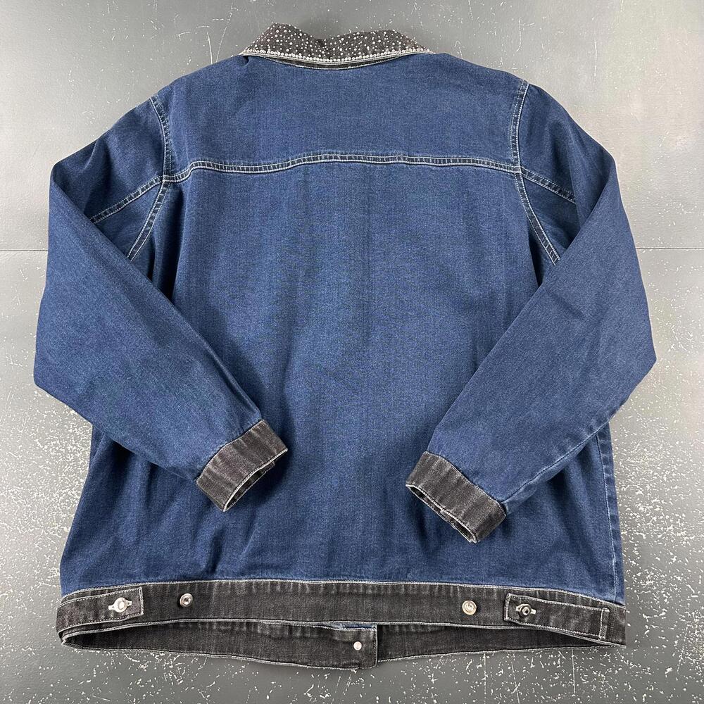 Quaker Factory Denim Jacket Womens 1X Dark Wash Bedazzled Cottage Whimsi Fairy - Picture 7 of 8